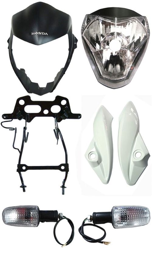 Farol Cb 300 Frontal Logo Prata + Aranha + Pisca Cristal + Bananinha Coloridas