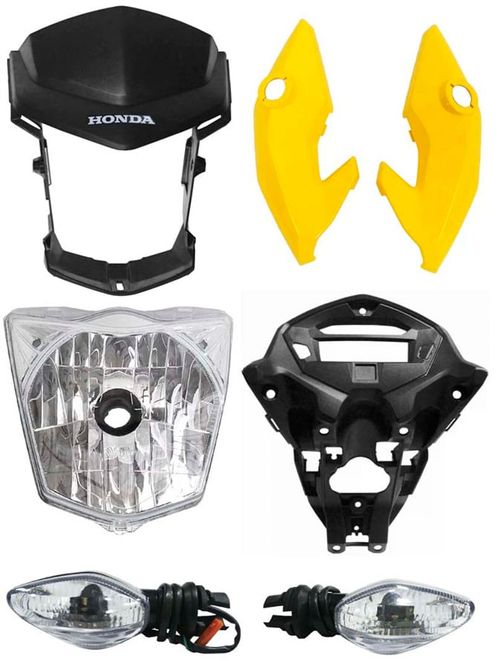 Farol Cg Fan125 2014 Titan150 2014 Carenagem Suporte Painel Pisca Bananinha Amarela Par