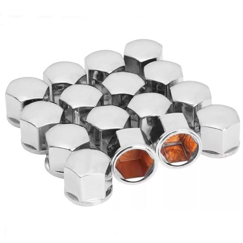 Jogo de Capa Parafuso de Roda Cromada Sextavado 19mm 16 Peças Fácil Fixação Encaixe Perfeito