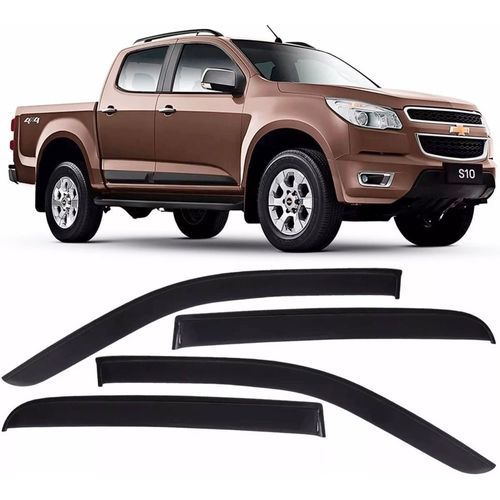Calha de Chuva 4 Portas<br>Chevrolet S10 2012 até 2020<br>Cabine Dupla