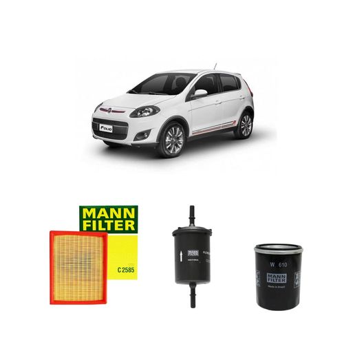 Kit filtros, ar do motor, combustível e óleo lubrificante MANN - Palio 1.0 8v Flex Fire 2018
