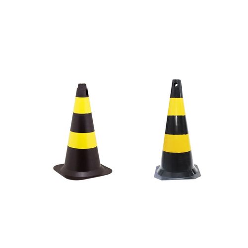 Kit cone sinalizador 75 centímetros preto e amarelo + cone sinalizador 50 centímetros preto e amarelo PLASTC