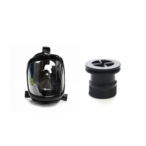 Kit máscara facial total tipo panorâmica para 2 filtros + conector para máscara panorâmica PLASTC