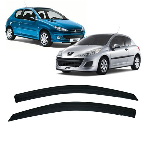 Calha de Chuva 2 Portas Peugeot 206 98 até 2011 e Peugeot 207 2007 até 2014