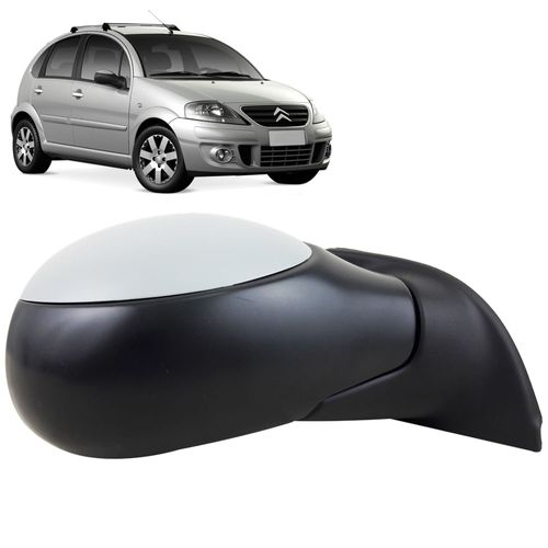 Espelho Retrovisor Externo Controle Manual Base de Plástico Prime para Pintar Citroen C3 2003 até 2012