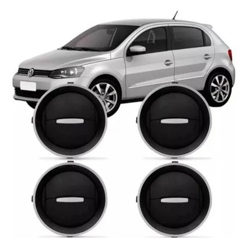 Difusor de Ar Gol Voyage G4 G5 G6 Botão e Aro Prata - Ap1310 (4un)
