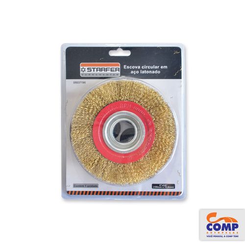 Escova Circular em Aço Latonado Starfer 6 ” x 5/8 ” 150mm x 15,8mm Max RPM 6000 Serie Profissional 05037190