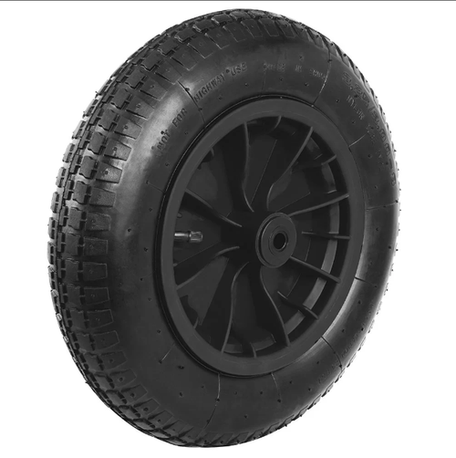 Roda / Aro Plástico Preto para Carrinho de Mão com Pneu e Câmara - Metasul