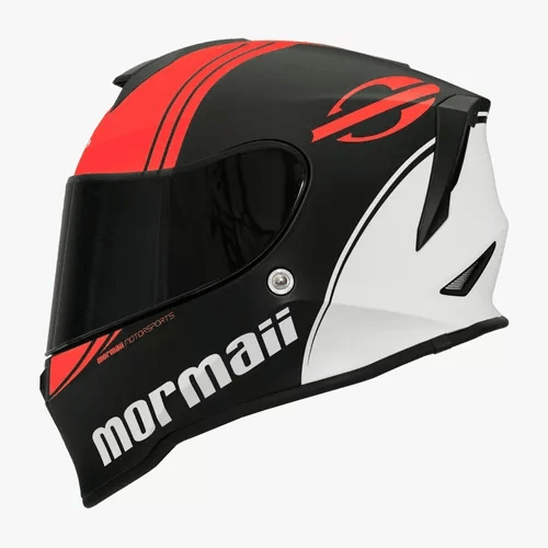 Capacete Mormaii M1 Phase Preto Branco Vermelho Fosco Tamanho 58
