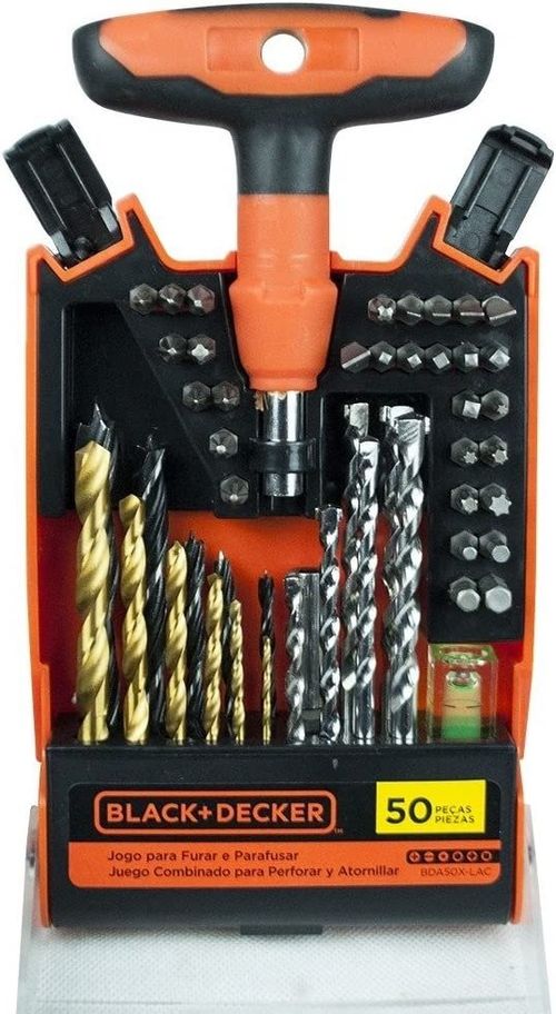 Jogo de Furar e Parafusar com 50 Peças - Black+Decker - BDA50X-LAC