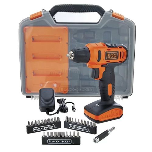 Kit Paraf./Fur. a Bateria 12V Li-Ion 3/8 Pol.com Carreg. Bivolt+Maleta+Acess. BlackDecker-LD12SC-BR