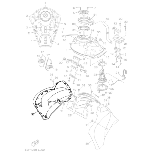 Aba do Tanque Direita Preto Ténéré 250 11-12 Original Yamaha