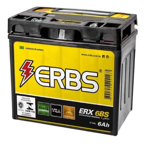 Bateria AGM Moto ERBS 12V 6Ah ERX 6BS START CH 80 ELITE CHF METROPOLITAN II SP CRF 150F 230 230L