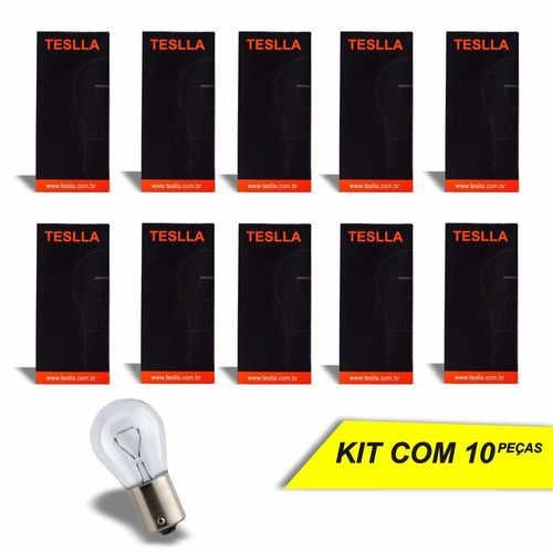 Lâmpada Luz de Ré Freio Pisca P21W Teslla Halógena 12V 21W 3200K - 10 Peças