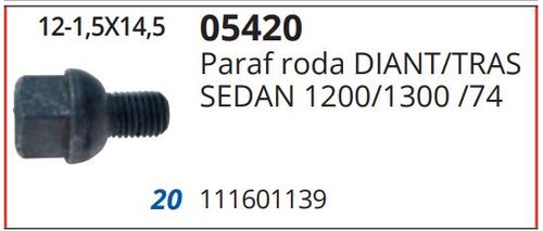 Parafuso Roda Fusca 5 Furos 74 Curto