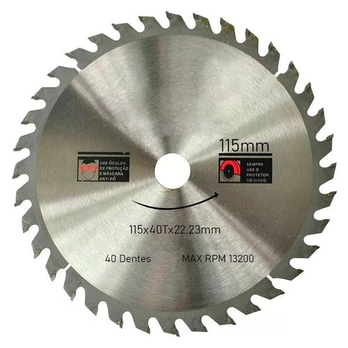 Kit 2 Discos De Serra Circular Com 40 Dentes 4-1/2" 115mm Para Madeira