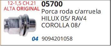 Porca Roda Toyota Hilux 05 Rav4 Corolla 08 Cromado C Arrue